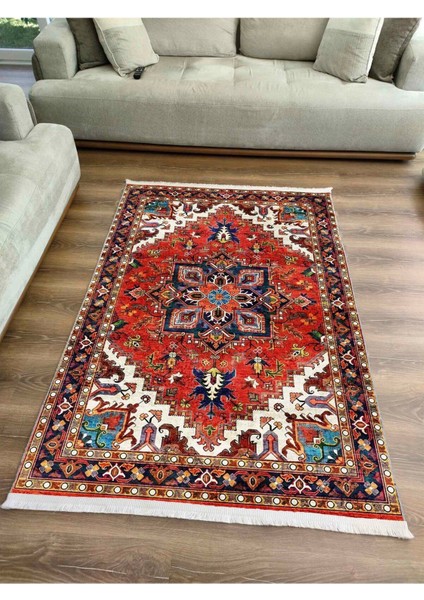 Mars Halı Kırmızı Tonlarında Etnik Eskitme Pamuk Dokuma Taban Halı 2253 fırsatları