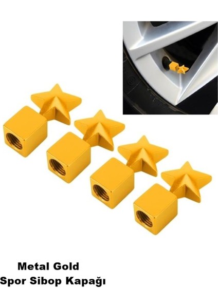 Sibop Kapağı Metal Yıldız Model Gold Renk Profesyonel Yıldız Logo Metal Sibop Kapağı 4 Parça Set