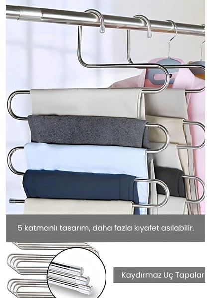 5 Bölmeli Metal Elbise Askısı - Giysi Pantalon Eşarp Fular Kıyafet Gardrop Düzenleyici Organizer fiyatları