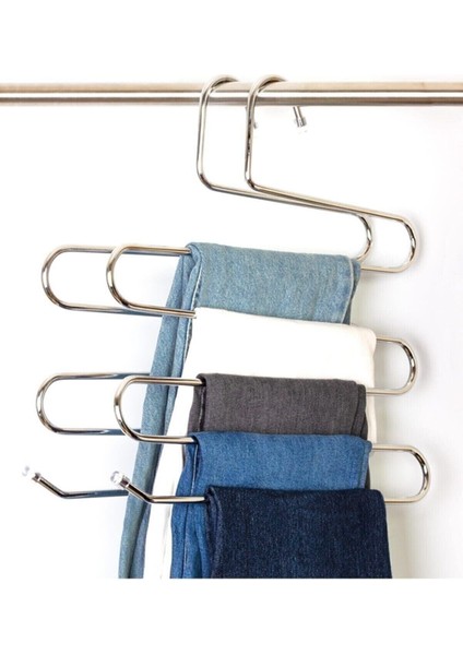 5 Bölmeli Metal Elbise Askısı - Giysi Pantalon Eşarp Fular Kıyafet Gardrop Düzenleyici Organizer fırsatları