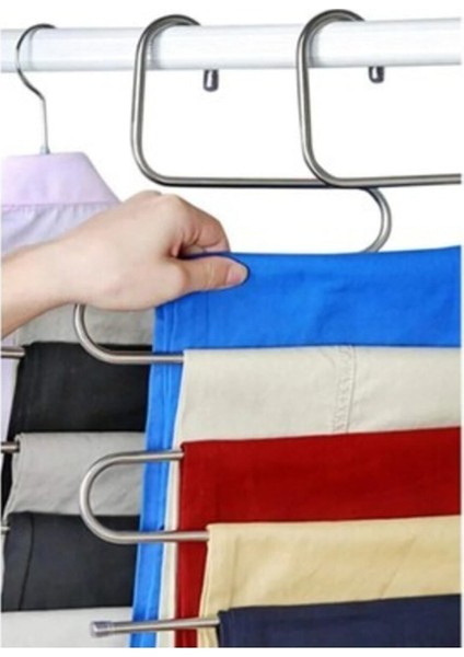 5 Bölmeli Metal Elbise Askısı - Giysi Pantalon Eşarp Fular Kıyafet Gardrop Düzenleyici Organizer indirimleri