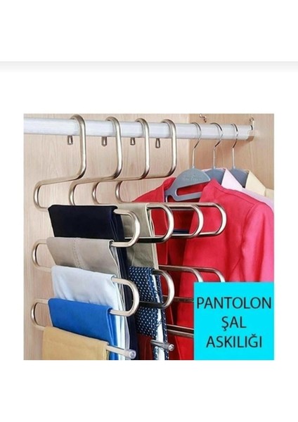 Dolap 5 Katlı Pantolon Eşarp Şal Askısı Akıllı Askı indirimleri