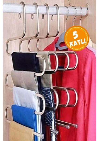 1 Adet Metal Pantolon Eşarp Askısı 5 Katlı