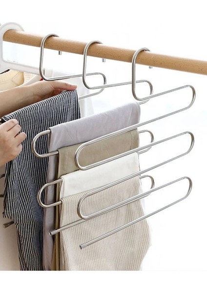 1 Adet - Metal 5 Katlı Dolap Içi Pantolon Eşarp Şal Askısı , Çoklu Askılık, Dekoratif Akıllı Askı fiyatları