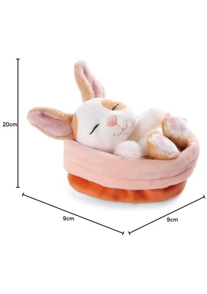 48707 Soft Toy Sleeping Pets Bunny Caramel Dotted In Peach Basket 12CM modelleri