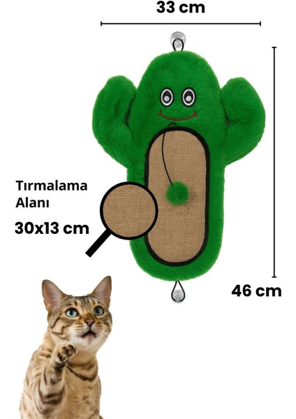 Kedi Tırmalama Matı Peluş Kaktüs Oyuncak Jüt Yüzey, Hışırtılı, Ponponlu ve Sabitlenebilir fırsatları