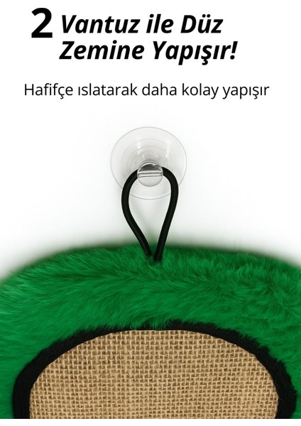 Kedi Tırmalama Matı Peluş Kaktüs Oyuncak Jüt Yüzey, Hışırtılı, Ponponlu ve Sabitlenebilir