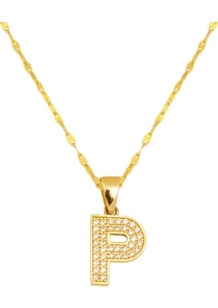 P Harfi 14 Ayar Altın Kolye