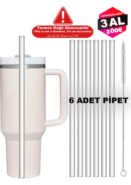 Quencher 1.18 Lt Uyumlu 6lı Pipet Termos Pipeti– Temizlik Fırçası Hediyeli