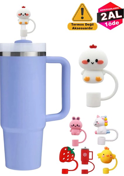 Termos Uyumlu Ayıcık Aksesuar / Pipet Koruyucu / Silikon Pipet Ucu Kapak / 10mm Pipet Uyumlu / Tavuk