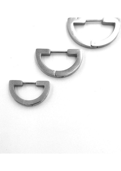 Gümüş Renk Üçlü Geometrik Şekilli Çelik Küpe