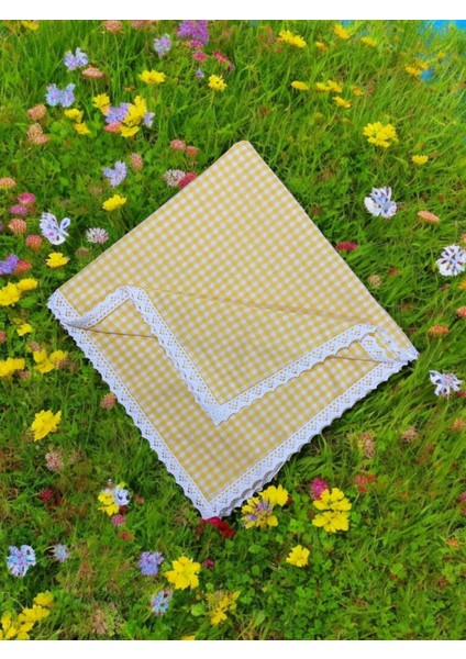 Kare Desenli Fistolu Masa Örtüsü Piknik Örtüsü Sofra Bezi