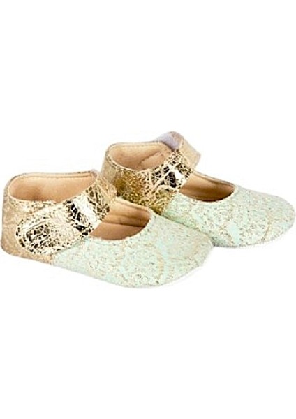 Yaldızlı Bebe Ayakkabı Patik Mint Yeşili