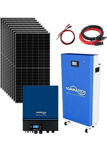 Tommatech 14.3kw Lityum Akülü 11KW Mppt Inverterli Hazır Solar Enerji Paketi