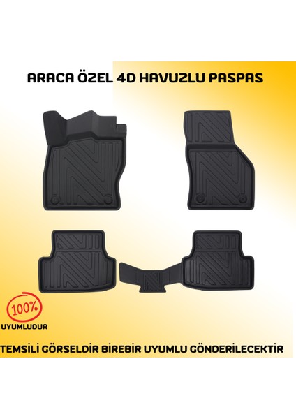 208 2012 ve 2019 Araca Özel 4d Havuzlu Paspas