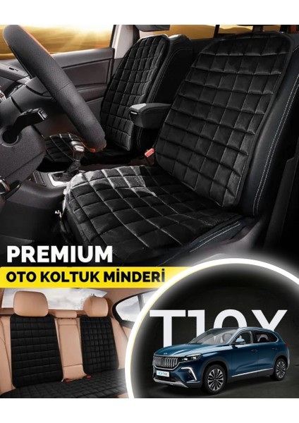 Togg T10X Koltuk Minderi Ortopedik Cepli Araç ve Kılıf Seti – Tam Uyumlu, Siyah Renk, Konforlu Tasarım