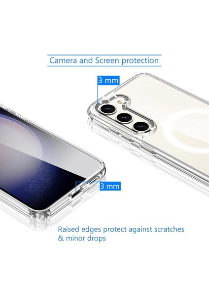 Samsung Galaxy S23 Fe Uyumlu Magsafe Şarj Özellikli Şeffaf Kamera Koruma Çıkıntılı Şeffaf Magsafe indirimleri