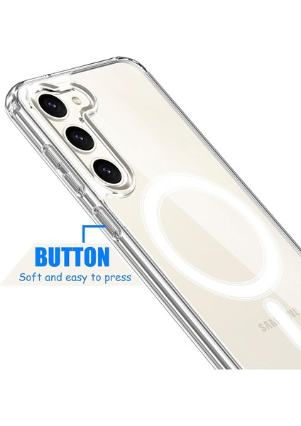 Samsung Galaxy S23 Fe Uyumlu Magsafe Şarj Özellikli Şeffaf Kamera Koruma Çıkıntılı Şeffaf Magsafe