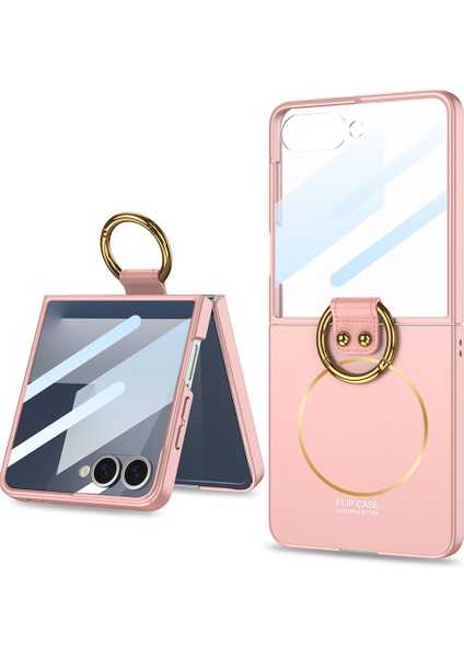 Galaxy Z Flip 7 Kılıf M-Safe Şarj Özellikli Kıpta Yüzüklü Flip Sert Kılıf
