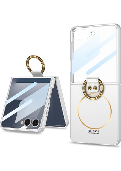 Galaxy Z Flip 7 Kılıf M-Safe Şarj Özellikli Kıpta Yüzüklü Flip Sert Kılıf