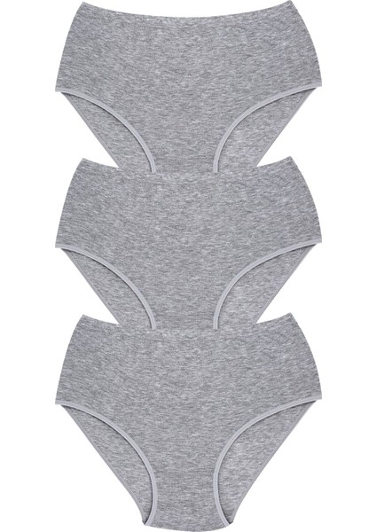 Kadın Külot 3'lü Ribana Yüksek Bel Bato (%100 Pamuk)