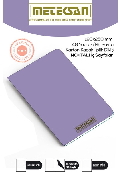 Lila 19X25 cm Ebat Not Defteri