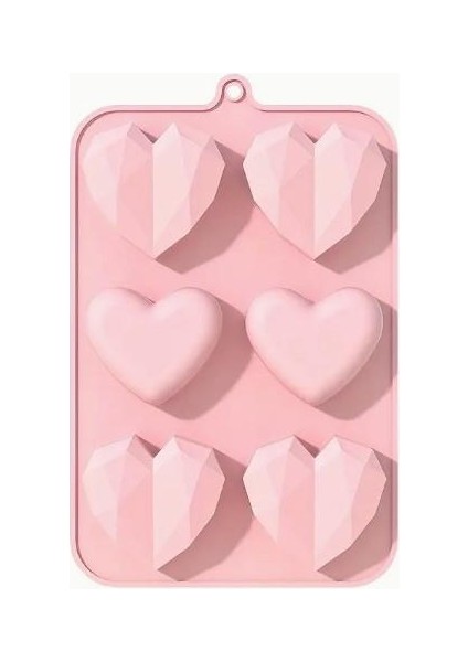 Silikon Kek Kalıbı Kalp Düz Elmas Şekilli