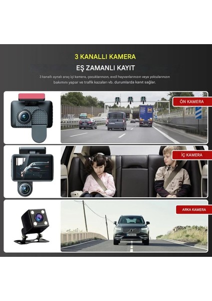 Full Hd Gece Görüşlü Araç Kamerası | 170° Geniş Açı, Otomatik Kayıt, G-Sensör R