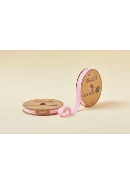 Biye Koton Katlı D08 Pembe 2 cm 25 Metre %65 Koton %35 Polyester