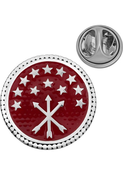 925 Ayar Gümüş Çerkes Bayrağı Rozet T8678 (7474)