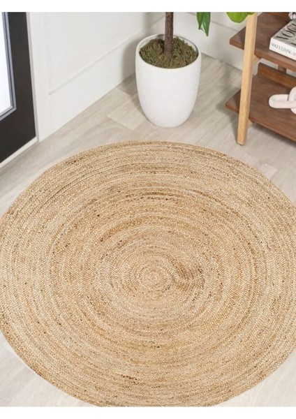 Boho 939 Doğal Hasır Jüt Desenli Örgü Yuvarlak Natural Çift Taraflı Halı fiyatları