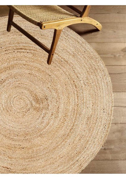 Boho 939 Doğal Hasır Jüt Desenli Örgü Yuvarlak Natural Çift Taraflı Halı modelleri