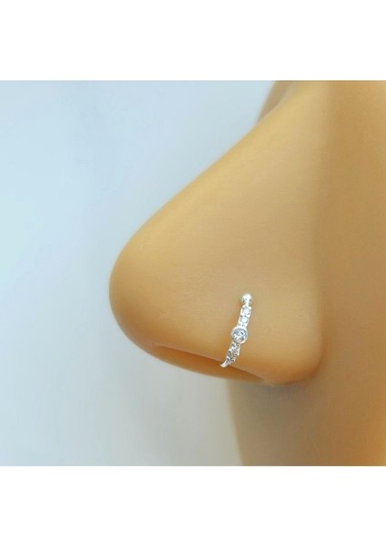 925 Ayar Gümüş Deliksiz Sıkıştırmalı Halka Burun Hızma – Taşlı, Ayarlanabilir modelleri