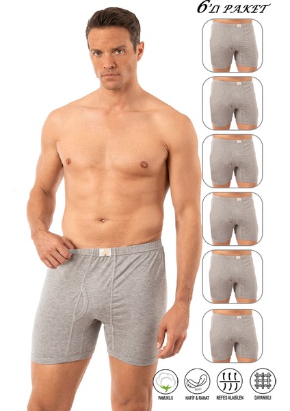 Özkan 0043 6'lı Paket Erkek %100 Pamuklu Penye Süprem Kumaş Esnek Rahat Torbalı Paçalı Don Boxer Külot