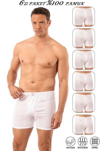 Özkan 0043 6'lı Paket Erkek %100 Pamuklu Penye Süprem Kumaş Esnek Rahat Torbalı Paçalı Don Boxer Külot