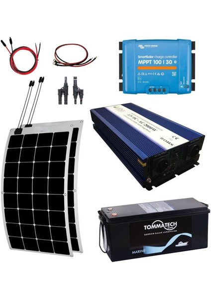 2040W Marin Solar Paketi 170W Esnek Panel 2000W Ups Inverter 2.6kw Lityum Batarya