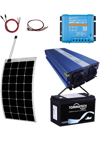 1020W Marin Solar Paketi 170W Esnek Panel 1500W Ups Inverter 1.3kw Lityum Batarya