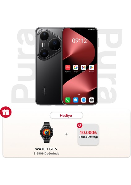 Pura 80 Pro 512GB 12GB Ram (Huaweı Türkiye Garantili) Parlak Siyah