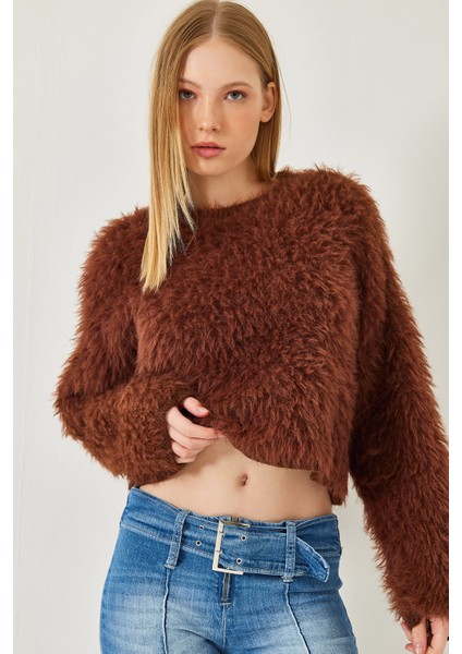 Kadın Tüylü Triko Kazak