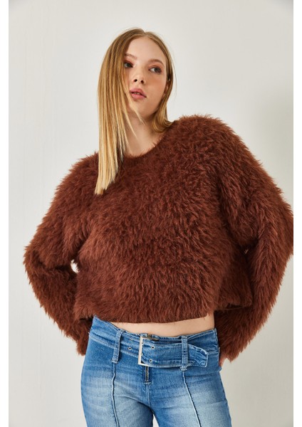 Kadın Tüylü Triko Kazak modelleri