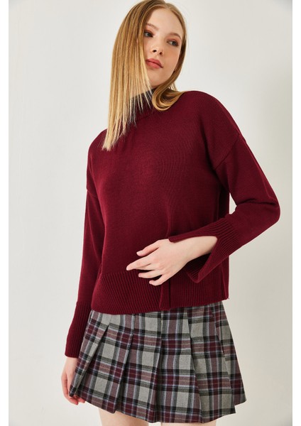 Kadın Balıkçı Yaka Önü Yırtmaçlı Triko Kazak modelleri