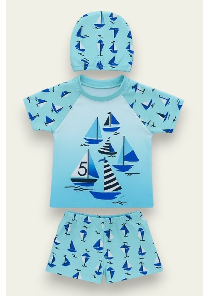 Erkek Çocuk Desenli 3'lü Mayo Takımı 2-12 Yaş 11991