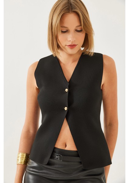 Kadın Iki Düğmeli Triko Yelek fiyatları