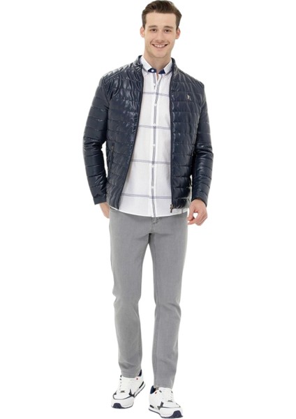 Erkek Lacivert Deri Mont P23086