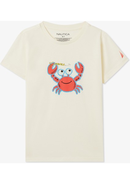 Erkek Çocuk Krem Regular Fit Baskılı T-Shirt