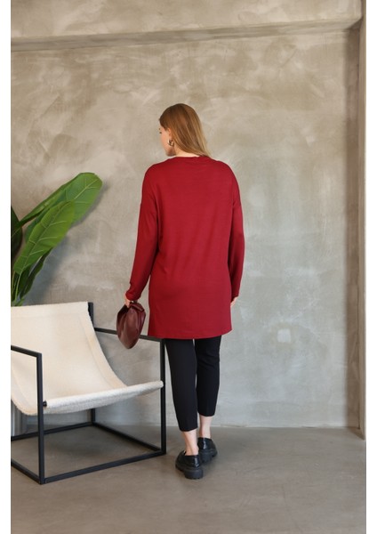 Modest Düşük Kol Kahverengi Oversize Likralı Modal Penye Pamuklu Tesettür Basic Tunik fırsatları