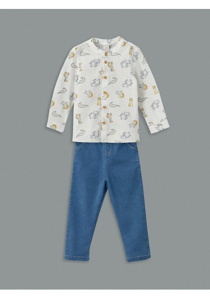 Lcw Baby Ekru Hakim Yaka Erkek Bebek Gömlek ve Pantolon 2'li