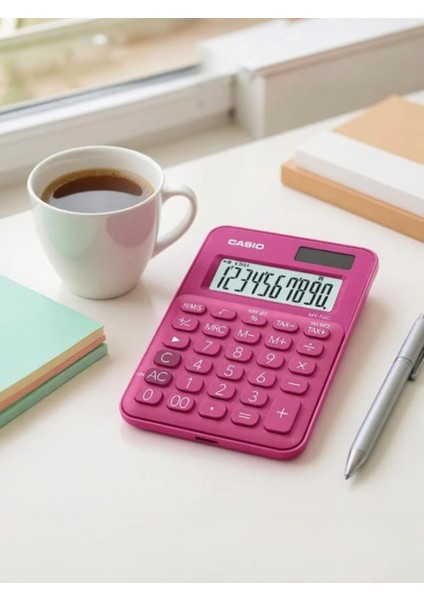 10 Hane Pembe Masa Üstü Hesap Makinesi, Kullanışlı ve Şık Tasarım