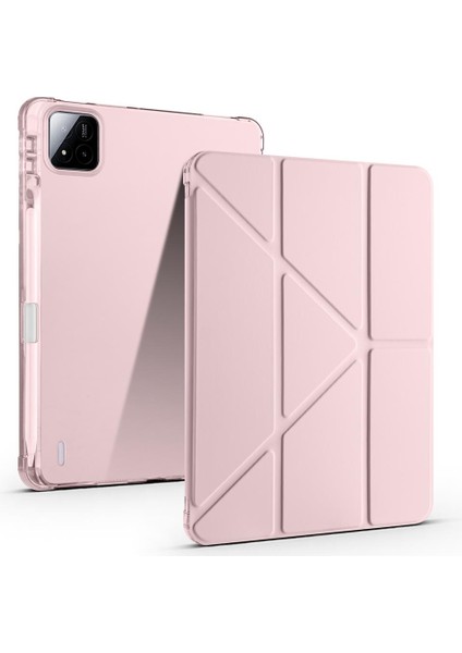 Xiaomi Mi Pad 7 / Pad 7 Pro Uyumlu Kılıf Kalem Bölmeli Tri Folding Standlı Arkası Silikon Uyku Modlu