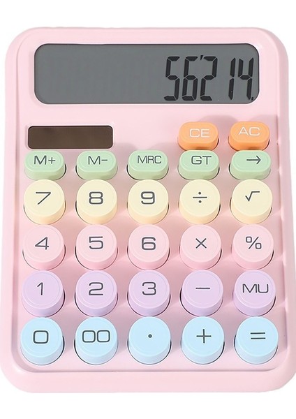 Güneş ve Pil ile Çalışan, Pembe Renkli Pratik Hesap Makinesi